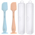 2 Pack Diaper Cream Spatula With Hygienic Travel Case, Baby Butt Paste Applicator With Suction Base, Soft Silicone Diaper Rash Cream Applicator Large Size (Blue & Brown)