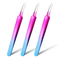 Honoson 3 Pcs Blackhead Tweezer Stainless Steel Pimple Tweezers Tool for Remove Zit Whitehead Pimple Bend Curved Extractor Tweezer Skin Blackhead Remover Tools(Rainbow Color)