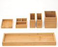 ROCDEER Bamboo Vanity Tray, 6-Piece Bathroom Countertop Vanity Tray Set, Makeup Kitchen Desk Organizer and Storage - Holds Small Items