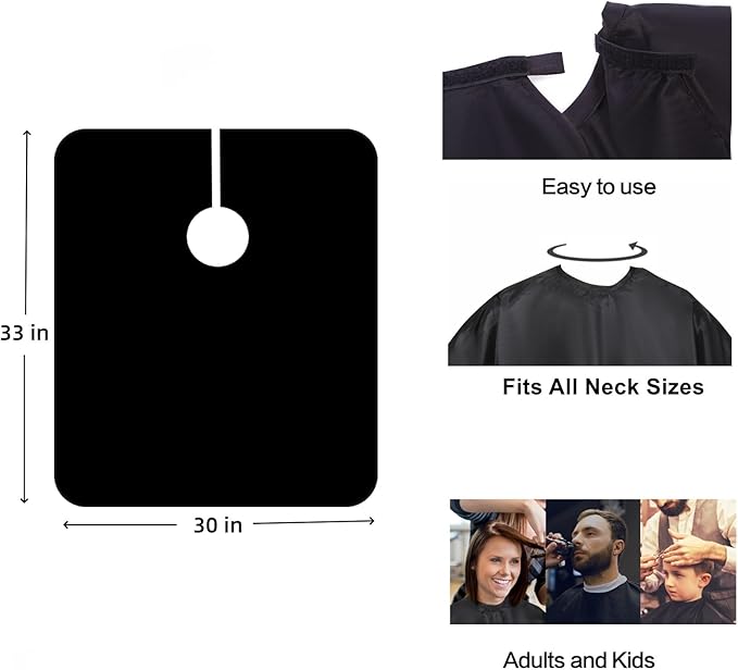 YELEGAI Short Barber Cape, Waterproof Nylon Salon Hair Cutting Cape, Makeup Artist Cape Apron, Shorty Smock for Clients, for Hair Dye, Comb-Out, Styling, Shampoo