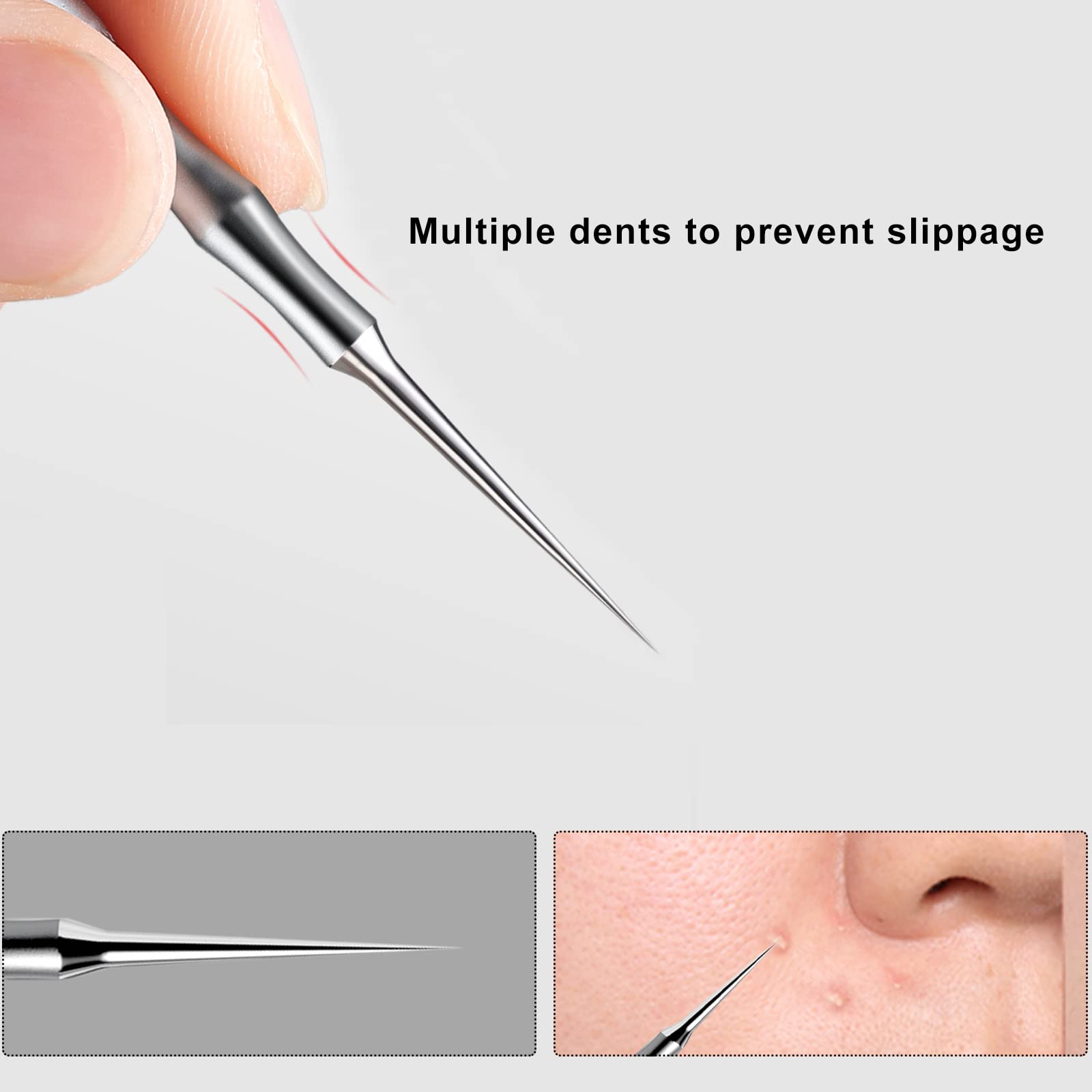 Pointed Blemish Removal, 2-in-1 Skin Care Tool - Stainless Steel Blemish Remover for Face/Nose