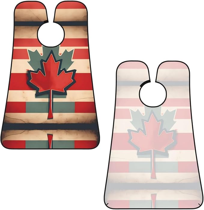 NOUZU Retro Canada Flag Pattern Print Beard Bib Apron For Men, Beard Hair Catcher For Men Shaving Trimming,Beard Cape Cloth