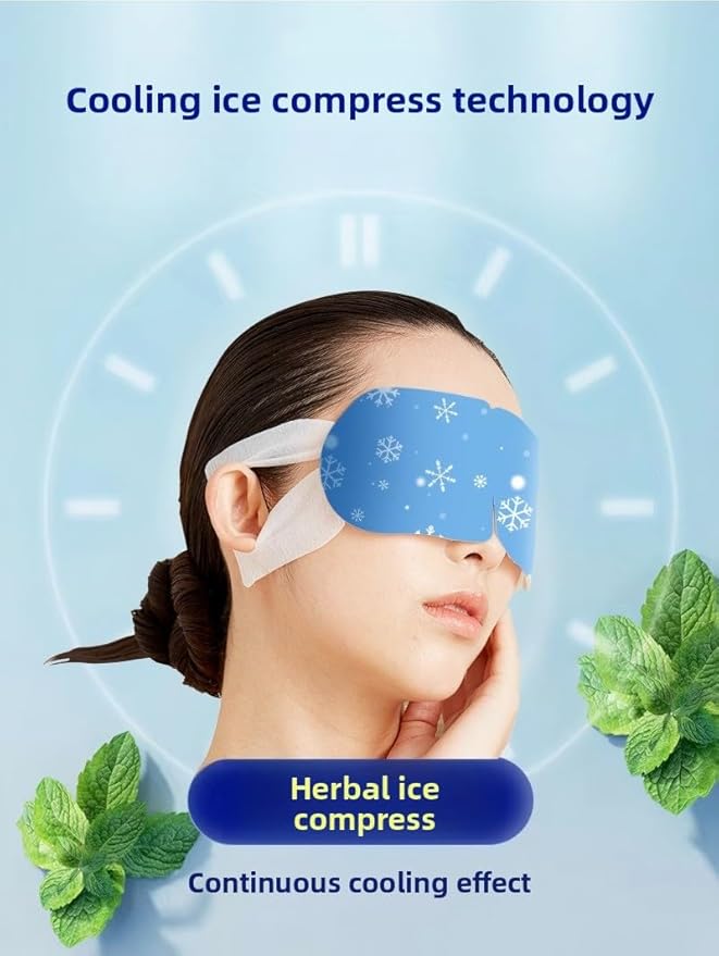 Cooling Eye Masks for Puffy Eyes and Migraine Relief, Disposable Cold Compress Eye Mask for Sleeping Travel Spa, Instant Soothing Eye Pads with Non-Woven Fabric, 10 Pack