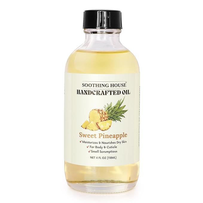 Soothing House Sweet Pineapple Body Oil - Moisturizing Body Oil for Soft, Glowing Skin with Almond & Jojoba Oil (4 fl oz)