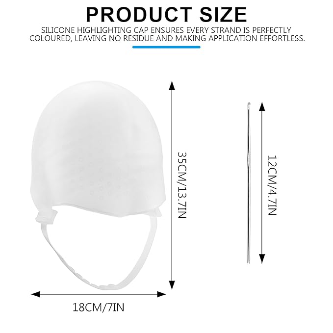 Silicone Highlight Hair Cap with Needle, Reusable Hair Highlighting Cap for DIY Hair Dyeing - Professional Styling Tools Adjustable Hair Dye Hatfor Salon-Quality Highlights