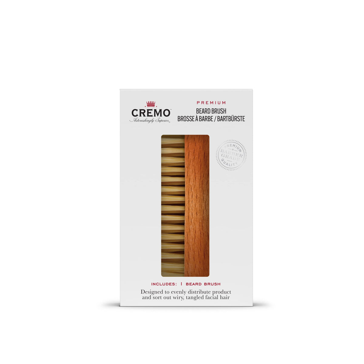 Cremo Beard Brush for Men, 100% Boar Bristles & Wood Handle