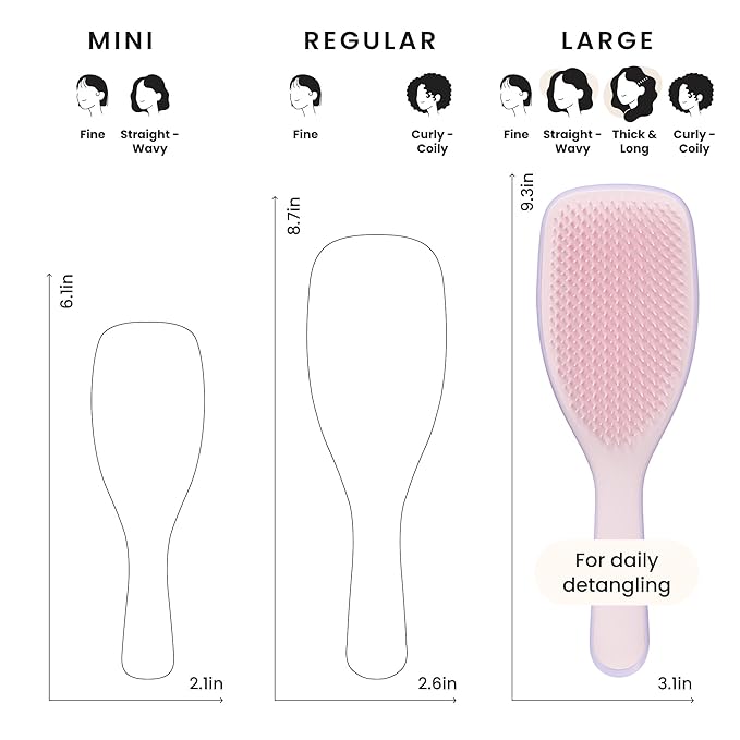 Tangle Teezer Large Ultimate Detangler Brush, Straight to Wavy, Pink/Purple