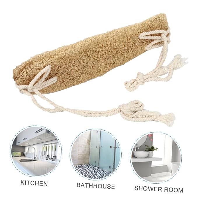 minkissy Exfoliating Back Scrubber Band for Shower Long Strap Loofah Bath Washer Deep Cleanse Skin Pores Breathable Quick Drying for All Body Types