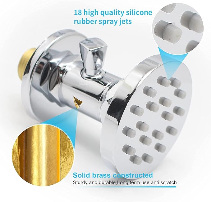 (Upgrade) Backnets Shower Body Spray with On Off Solid Brass Round Shower Jets 6 PCS Massage Showerhead Wall Nozzle, Flow Can Be Controlled, Independent Switch Sprayer (6PCS, Polished Chrome)