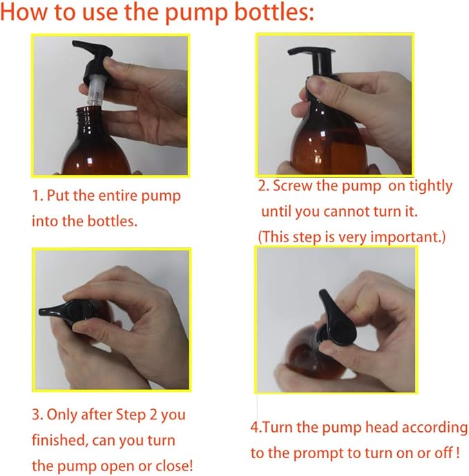 zmybcpack 8 Pack 8oz Empty Plastic Pump Lotion Bottles, Amber Pump Bottles