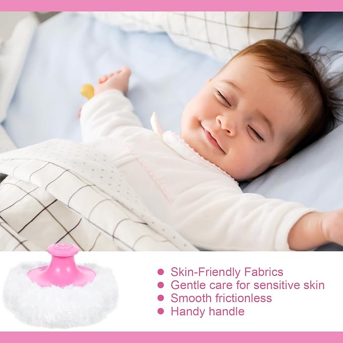 WLLHYF 2 Pcs Fluffy Large Body Cosmetic Face Loose Powder Applicator Handle Foundation Puff Pad Washable Beauty Application Tool for Women