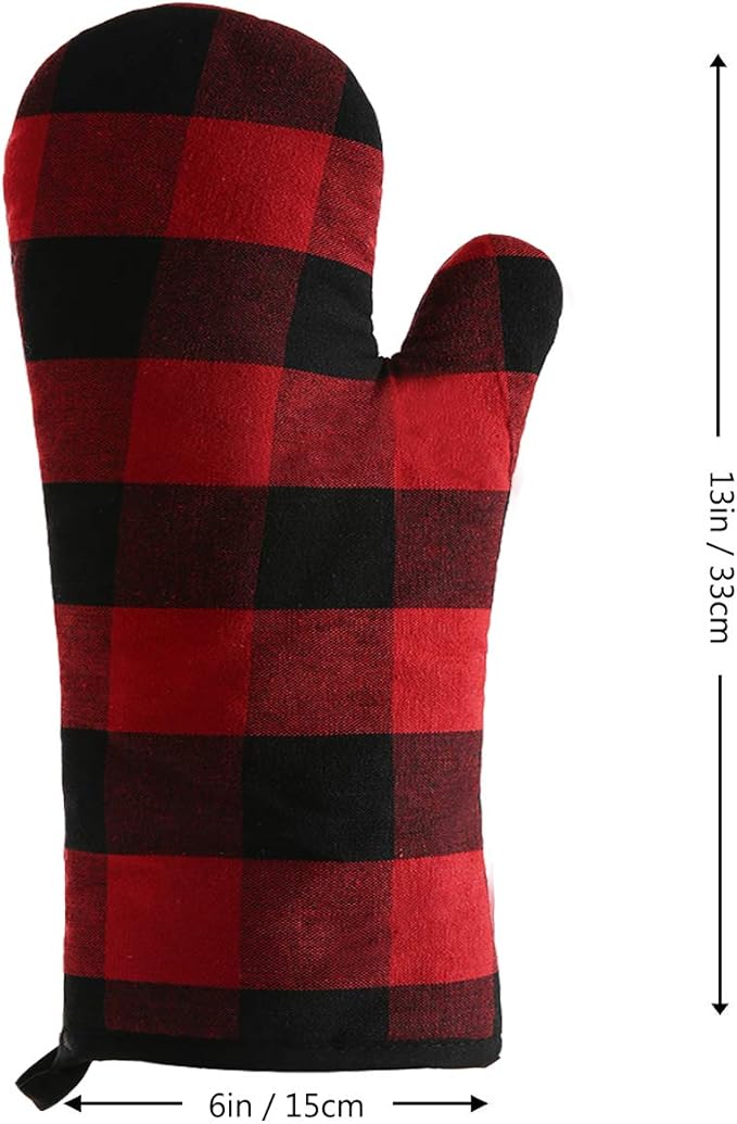 Win Change Oven Mitts and Potholders BBQ Gloves-Oven Mitts and Pot Holders with Recycled Infill Silicone Non-Slip Cooking Gloves for Cooking Baking Grilling (4-Piece Set) (Black/Red)