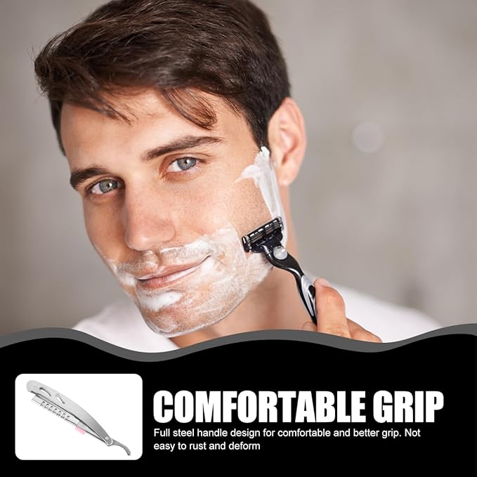 PACKOVE Vintage Manual Straight Razor for Men Foldable Hair Cutting Razor Beard Shaping Tool Eyebrow Trimmer for Salon and Home Use