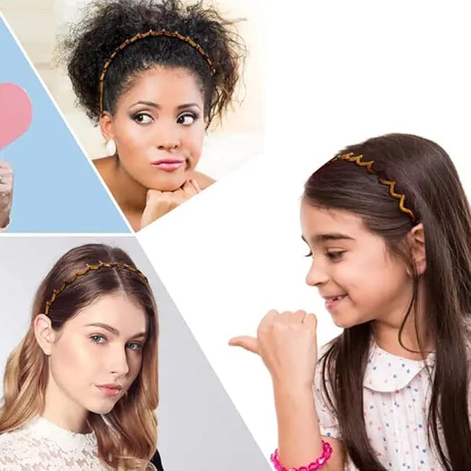 Vrose Flosi Zig Zag Headbands - Flexible Comb Headband for All Hair Types & Slicked Back Styles - No Headache Gentle Grip Wavy Hairband - Lightweight 90s Retro Hair Accessories Gifts for Women & Men
