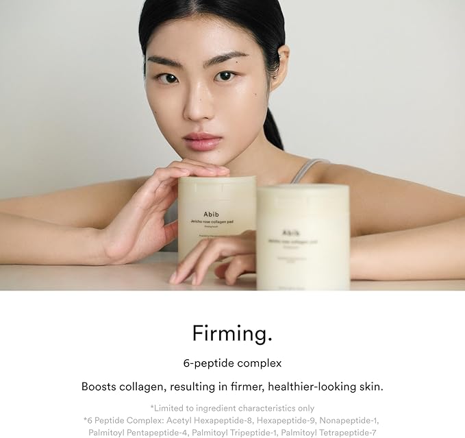 Abib Jericho Rose Collagen Pad Firming Touch 60pads 8.45 fl.oz. | Korean Anti-Aging Toner Pads for Face with Niacinamide, Collagen, Peptides, Cleansing, Disposable, Exfoliant, Skin Care