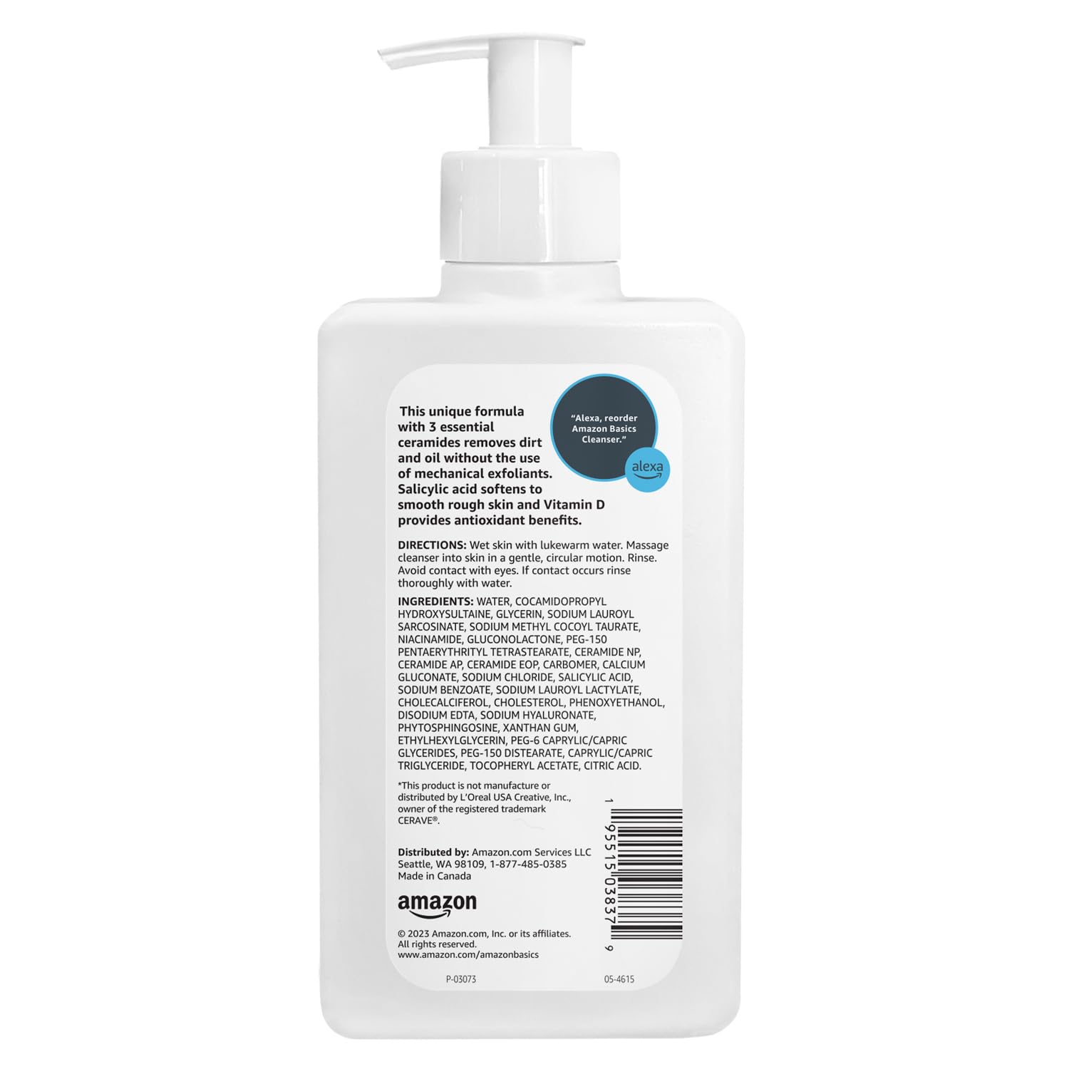 Amazon Basics Exfoliating Face Wash Cleanser, Renewing Salicylic Acid with Ceramides & Vitamin D, Foaming Formula, Smooths Skin, 8 fl oz