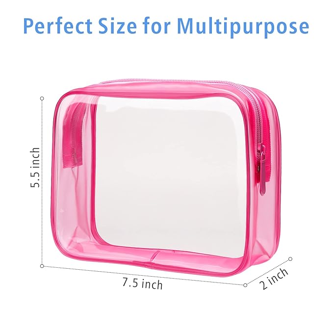 PACKISM Clear Makeup Bag for Travel - TSA Approved Toiletry Bag, Hot Pink