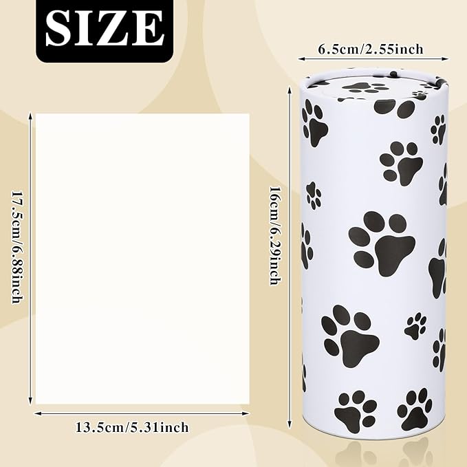 Geyoga 4 Pack Car Tissues Box with Facial Bulk Round Tube Car Tissue Travel Cylinder Holder Cup Holder for Home Bathroom Office (Paw Print)