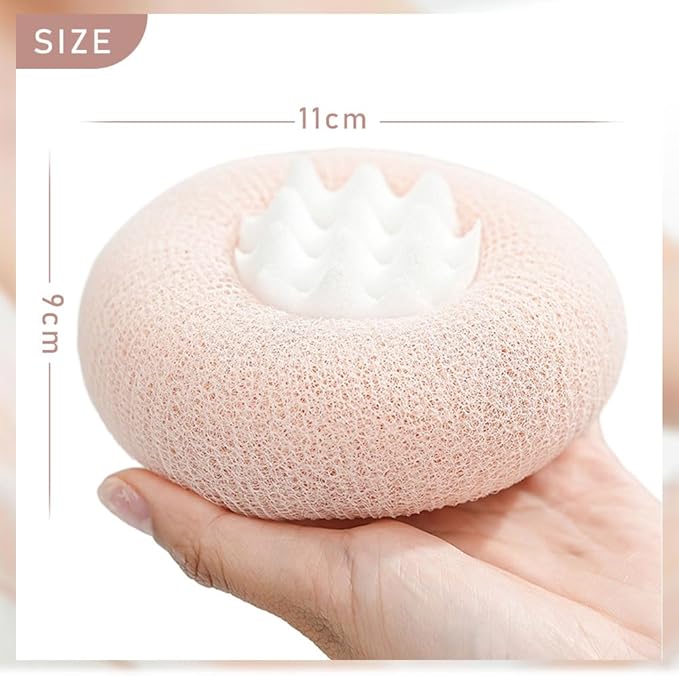 Super Soft Sunflower Suction Cup Bath Ball, 2026 Upgraded 2-in-1 Sunflower Bath Ball Exfoliating Bath Sponge Cleaning Brush, Sponge Mesh Pouf Shower Ball for Women, Men Shower (Apricot+Yellow)