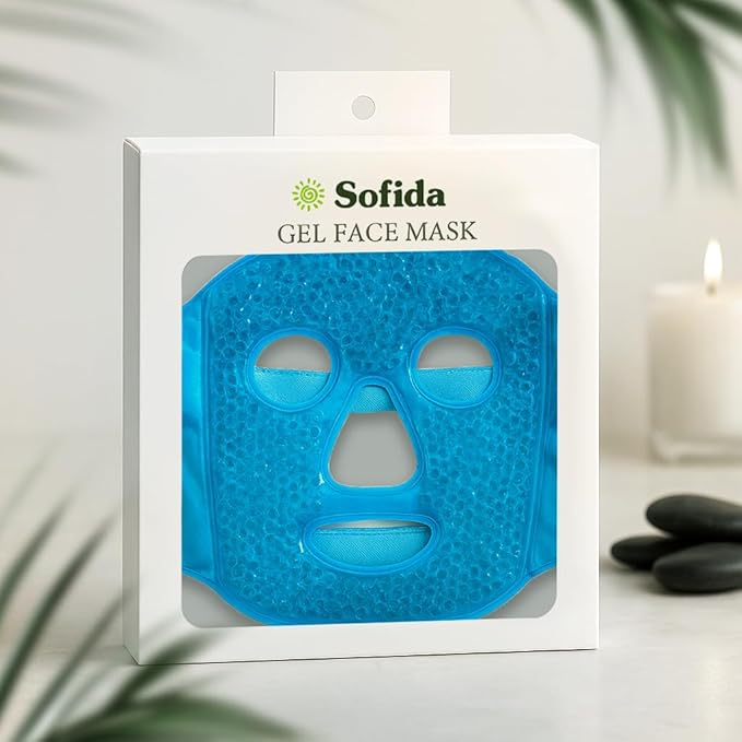 Cold Hot Gel Face Eye Mask - Reduce Puffy Dark Circles Bags Under Eyes Migraines Stress Relief - Heat Ice Therapy Pack Compress - Sinus Pressure Acne Headaches Relaxation (Blue)