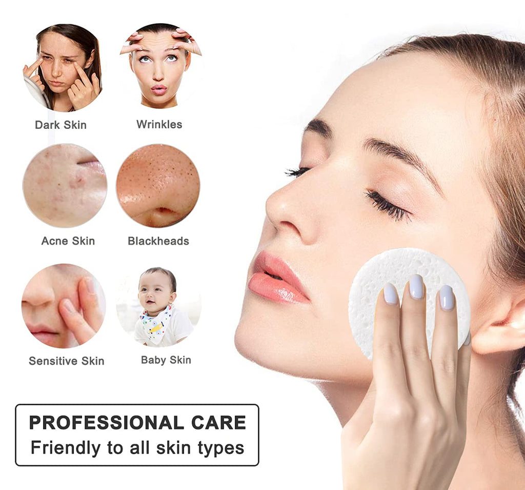 SILUKER 50-Count Compressed Facial Sponges for Daily Face Cleansing, White