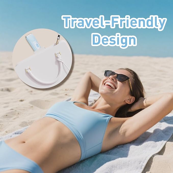 Bikini Trimmer for Women,2-in-1 Electric Razors for Womens with Painless Ceramic Blades,Waterproof Wet & Dry Use,Rechargeable Dual Head Electric Shaver for Pubic Legs Underarm Face Hairs& Body