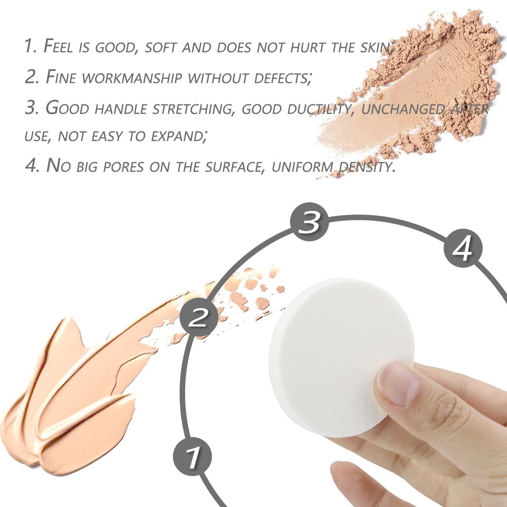 Vmiapxo 48 Pieces White Makeup Sponge, Round Cosmetic Foam Pad