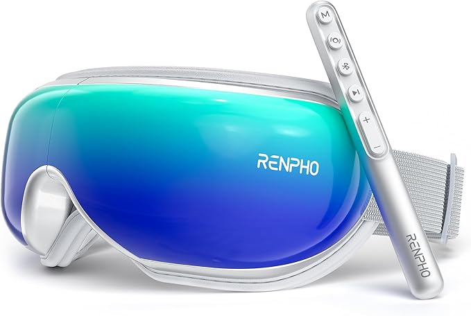 RENPHO Eye Massager with Heat, FSA Eligible HSA,Gifts for Men,Women,Eyeris 1 Eye Massager with Remote, Sleep Mask for Relieves Head Tension, Soothe & Refresh, Enhance Rest, Gradient Green
