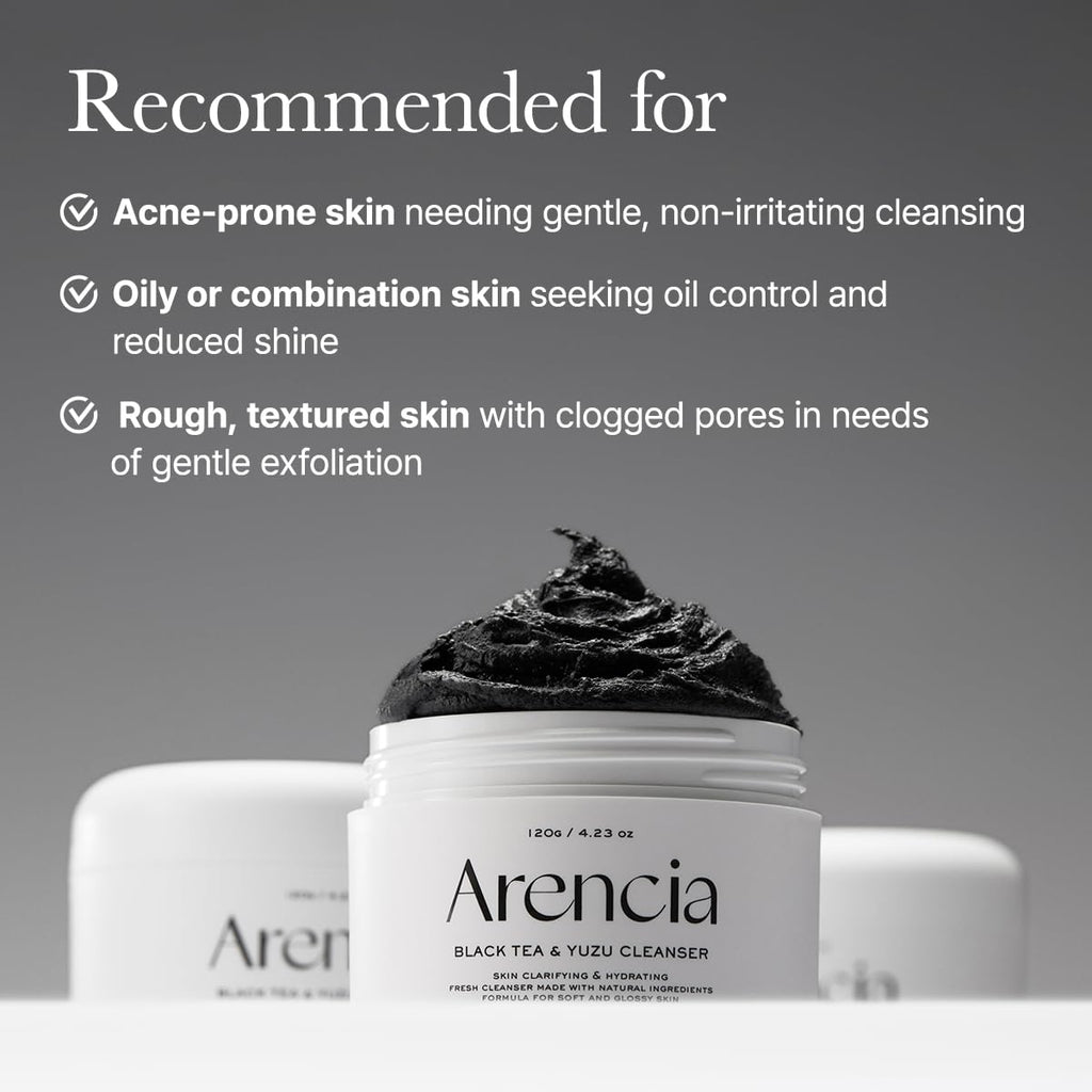 Arencia Black Tea Rice Mochi Face Cleanser, Deep-Cleansing, Pore Care, Sebum Control, Oily Skin 120g (4.23 oz)