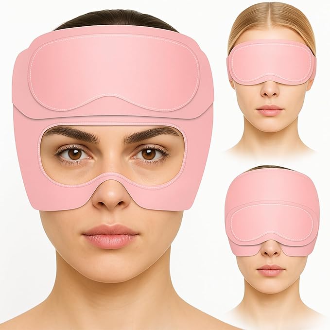 Migraine Relief Cap with Adjustable Eye Mask & Cooling Gel - 360° Compression Headache Hat for Hot & Cold Therapy, Natural Tension and Stress Relief