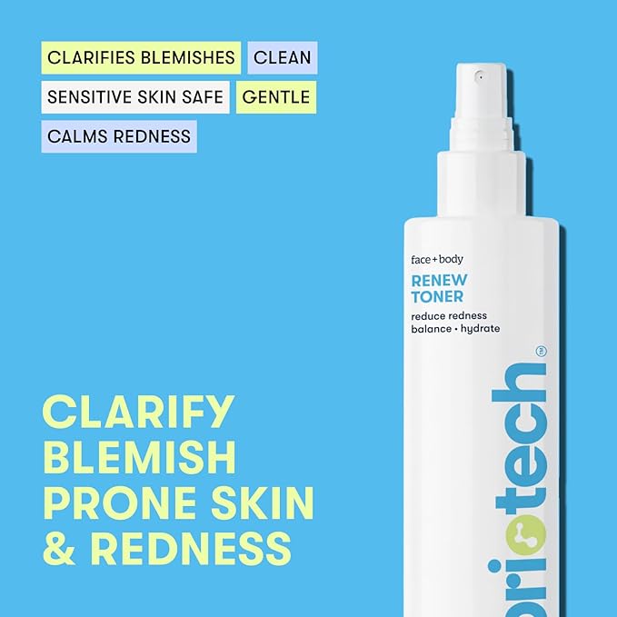 BRIOTECH Renew Toner, Hypochlorous Acid Spray, Minimize Appearance of Blemishes, Soothing Facial Mist for Sensitive Skin, Calm Redness & Bumps, Vegan, 4 fl oz