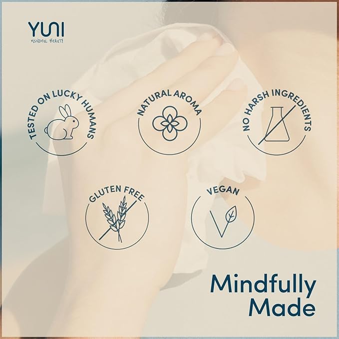 YUNI Beauty Large Body Wipes (Unscented, 6 Count) Super Soft Moist Showerless Wipes that Cleanse & Deodorize - On-the-Go Waterless Body Cleanser - Biodegradable Individually Wrapped Wipes for Travel