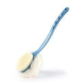 Shower Body Brush Bristles & Mesh Loofah Sponge,Curved Handle Back Scrubber