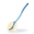Shower Body Brush Bristles & Mesh Loofah Sponge,Curved Handle Back Scrubber