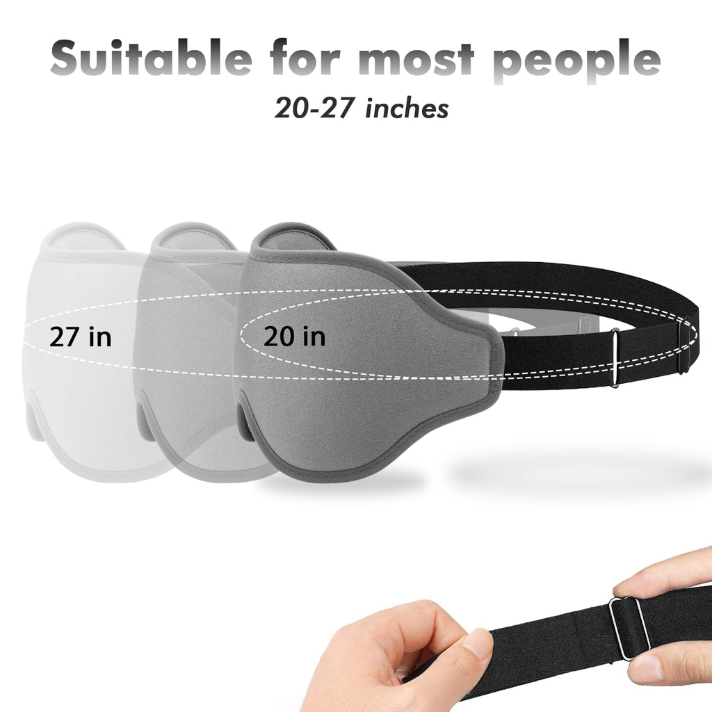 Sleep Eye Mask for Men Women, Sleeping Mask for Side Sleeper, Travel Blackout Night Blindfold Eye Shade Cover with Adjustable Strap(Ash)