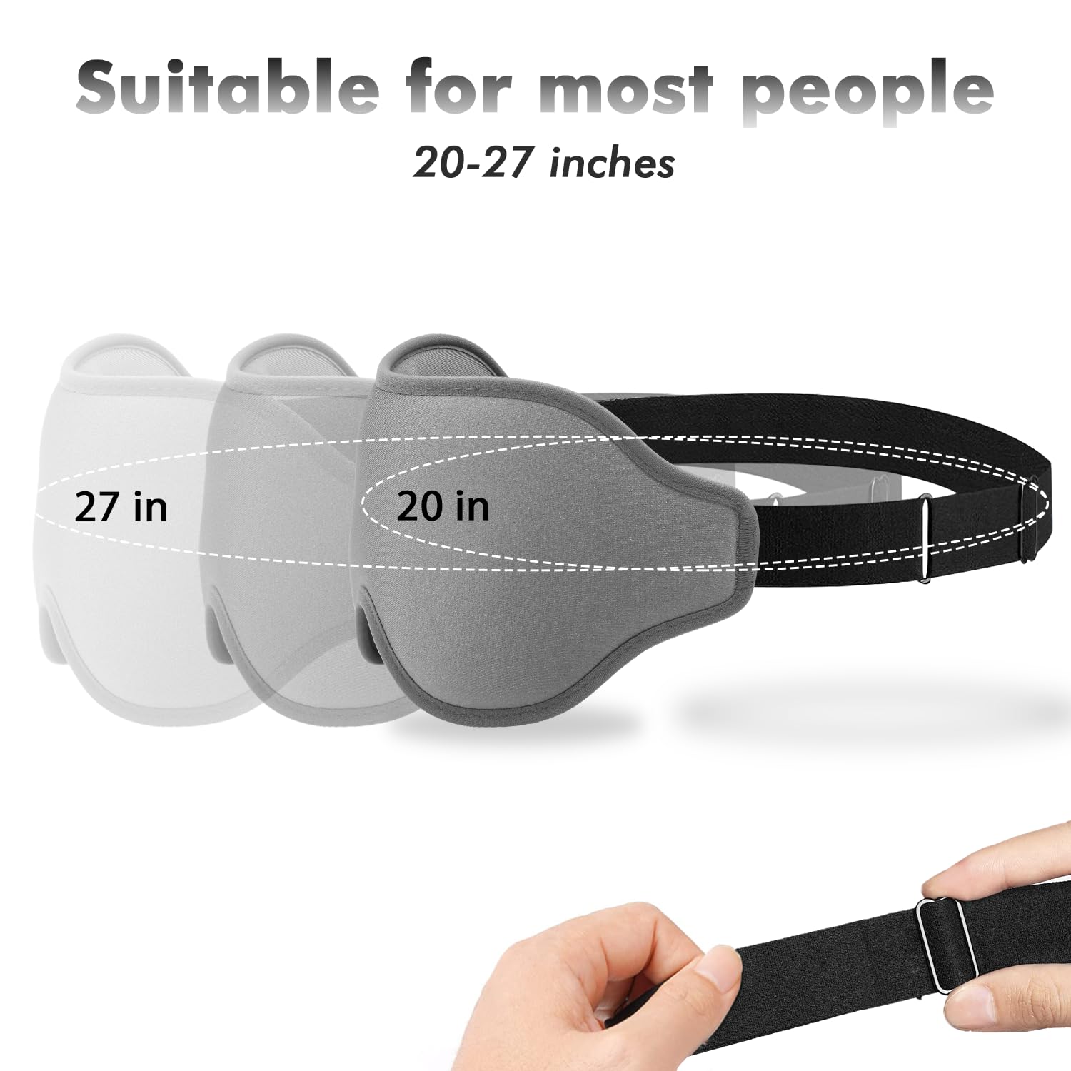 Sleep Eye Mask for Men Women, Sleeping Mask for Side Sleeper, Travel Blackout Night Blindfold Eye Shade Cover with Adjustable Strap(Ash)