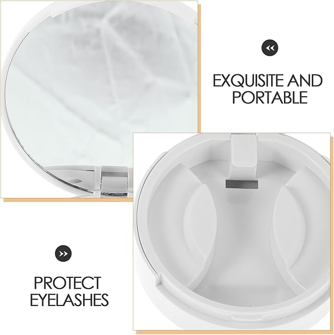 Eyelash Organizer Box with Mirror and Clip, White False Eyelash Travel Case, Lash Tweezer Holder and Extension Storage for Women