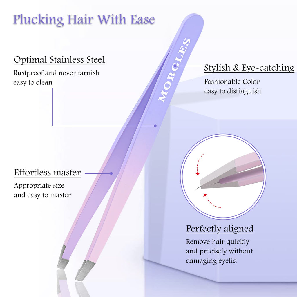 MORGLES Tweezers Set 9 Pcs Colorful Nail Clipper Kit with Case for Grooming