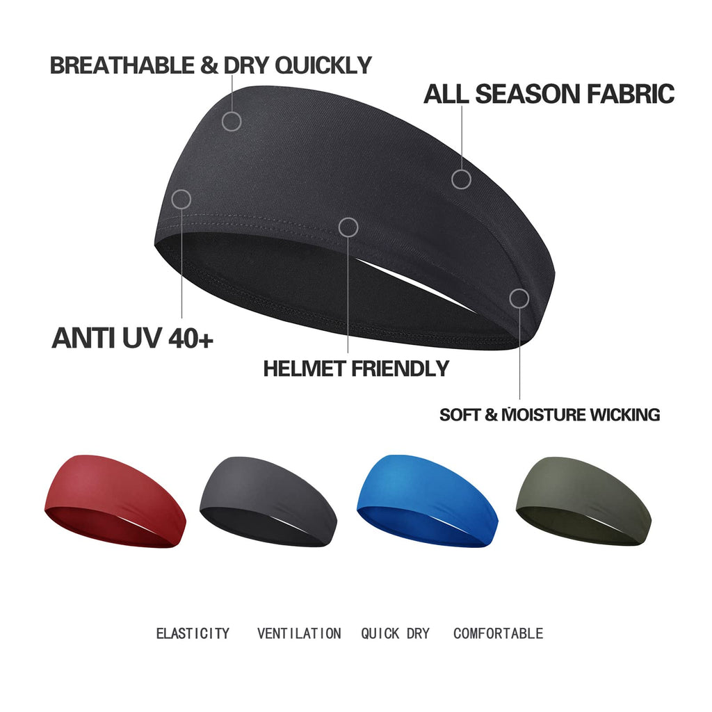 Acozycoo Mens Running Headband,5Pack,Mens Sweatband Sports Headband for Running,Cycling,Basketball,Yoga,Fitness Workout Stretchy Unisex Hairband (Black, red, Green, Dark Gray, Ocean Blue)