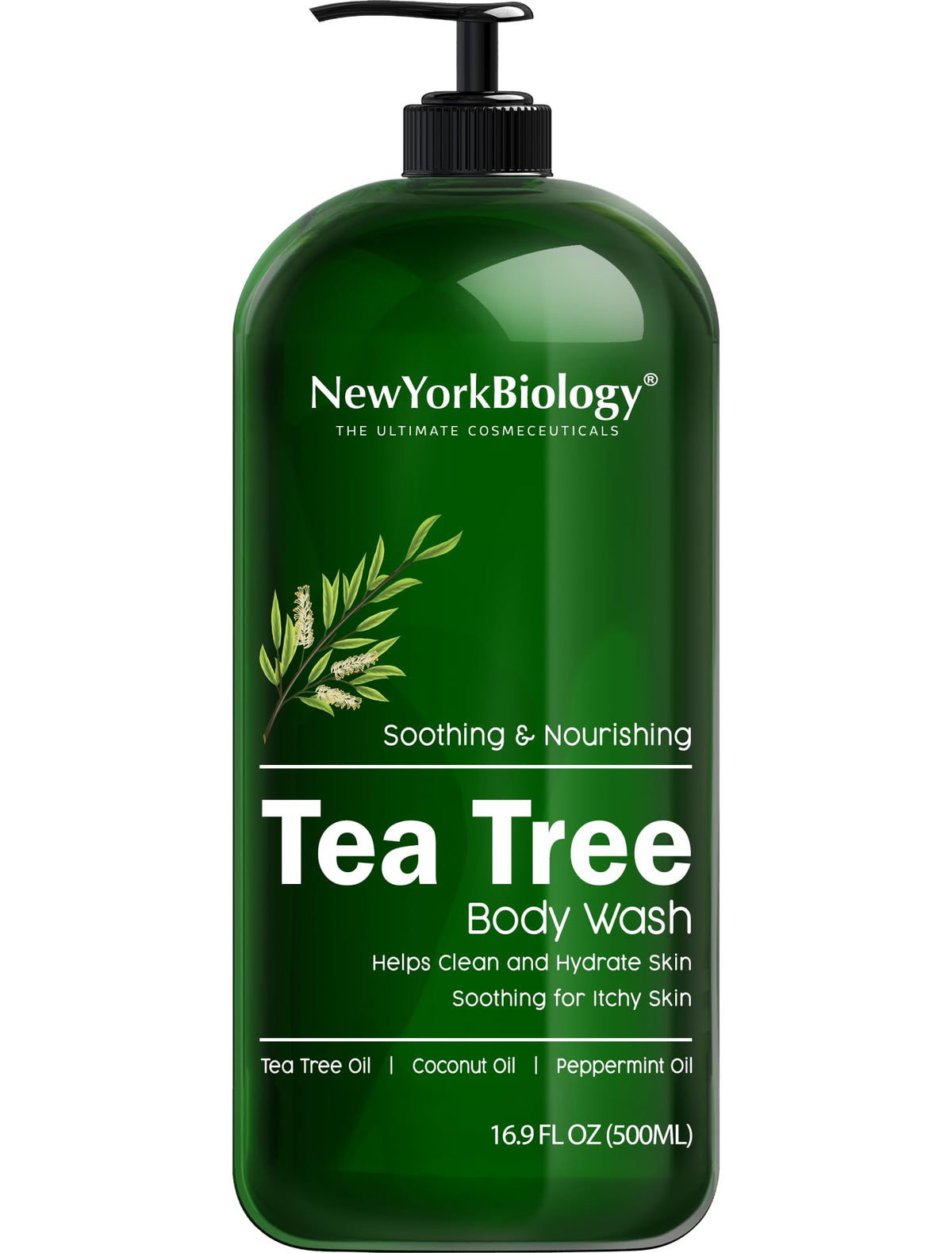 New York Biology Tea Tree Body Wash for Men & Women - 16.9 Fl Oz