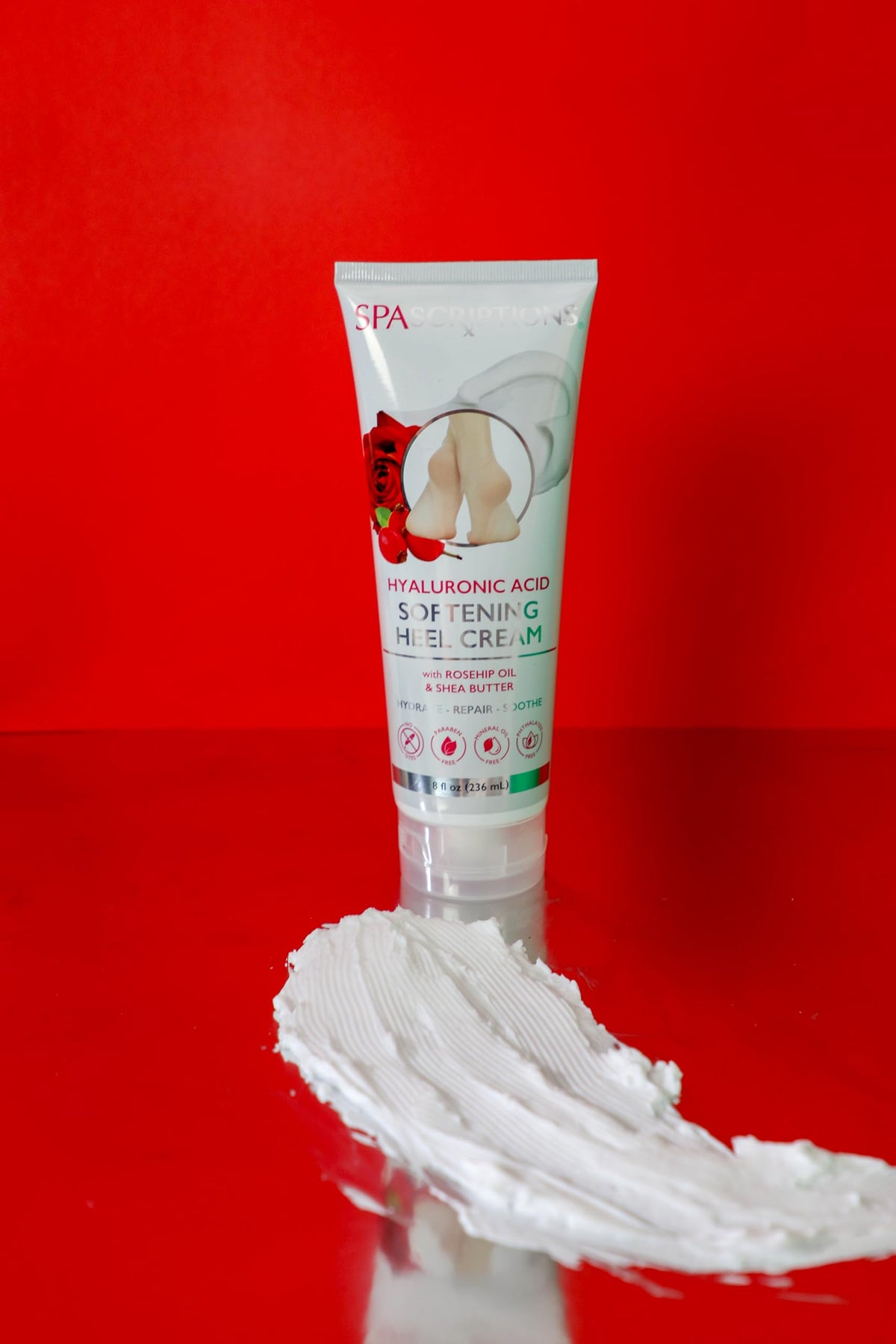 SpaScriptions Collagen Foot Cream For Dry Cracked Feet Repair – Restoring Heel & Foot Moisturizer for Rough Dry Feet with Cooling Tea Tree & Hydrating Glycerin, Paraben Free, 8 fl oz Daily Foot Care