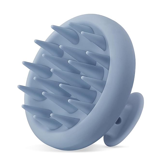 HEETA Scalp Massager Hair Growth, Scalp Scrubber with Soft Bristles, Integrated Silicone Design, Exfoliator for Dandruff Removal & Relaxation, Shampoo Brush Fit Wet Dry Hair Use, Dark Blue