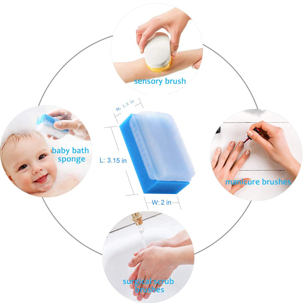 Wellgler's Autism Sensory Brush for Therapy,Surgical Scrub Brush,Bbaby Sponge for Bathing, Cradle Cap Brush (6Pack)