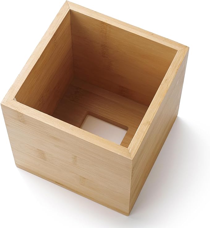 Tissue Box Cover, Square Tissue Box Holder, Bamboo Facial Paper Holder for Bathroom, Bedroom, Dinner Table, Office (1 Pack, 5.7 x 5.7 x 5.7 inch)