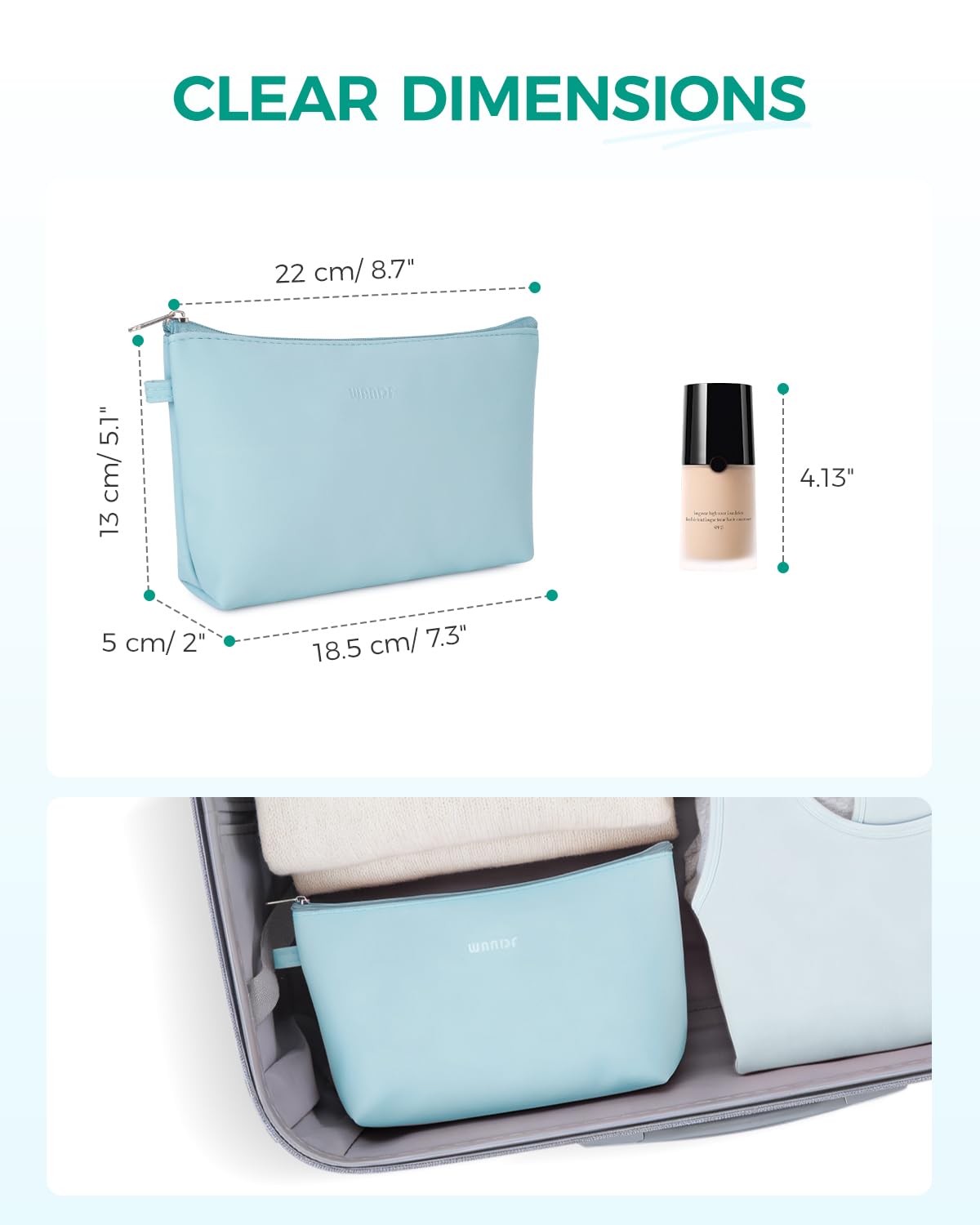 WANDF Small Makeup Bag for Purse, Small Cosmetic Bag for Women