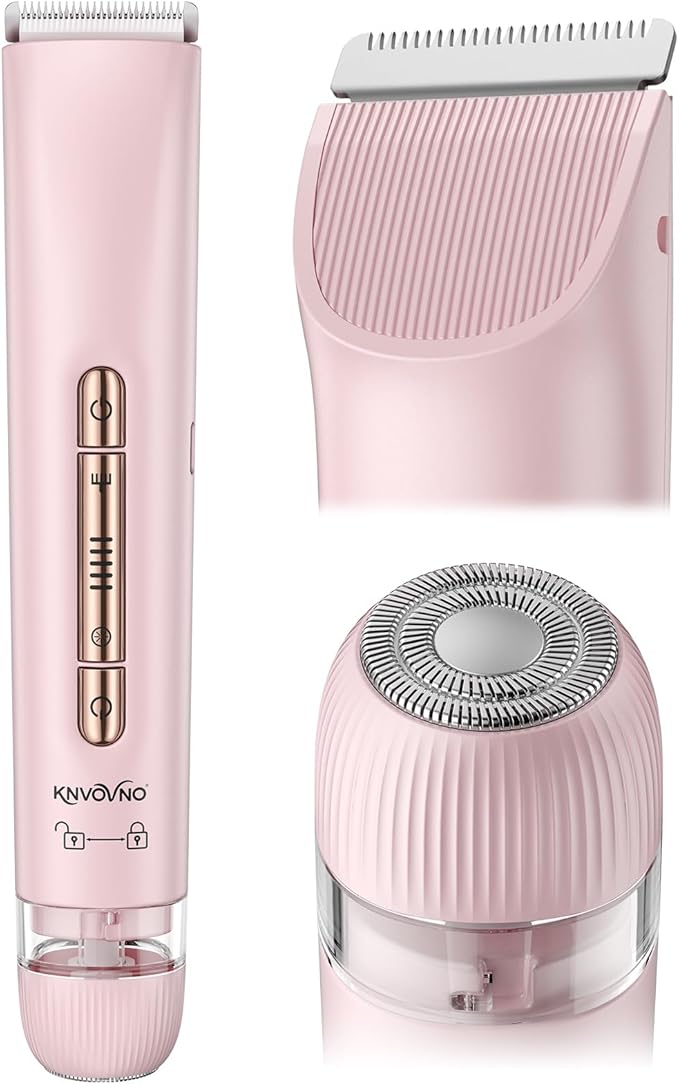 Bikini & Body Hair Trimmer for Women, Dual Head - IPX7 Waterproof Electric Razor for Gentle Pubic, Facial, Underarm, and Leg Shaving