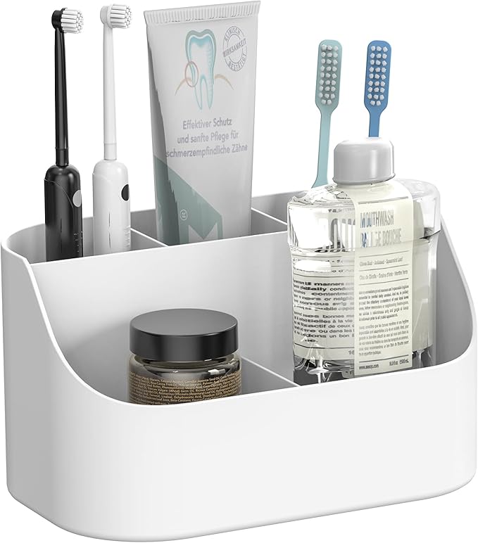 Mens Countertop Toothbrush Holder for Bathroom with Removable Divider