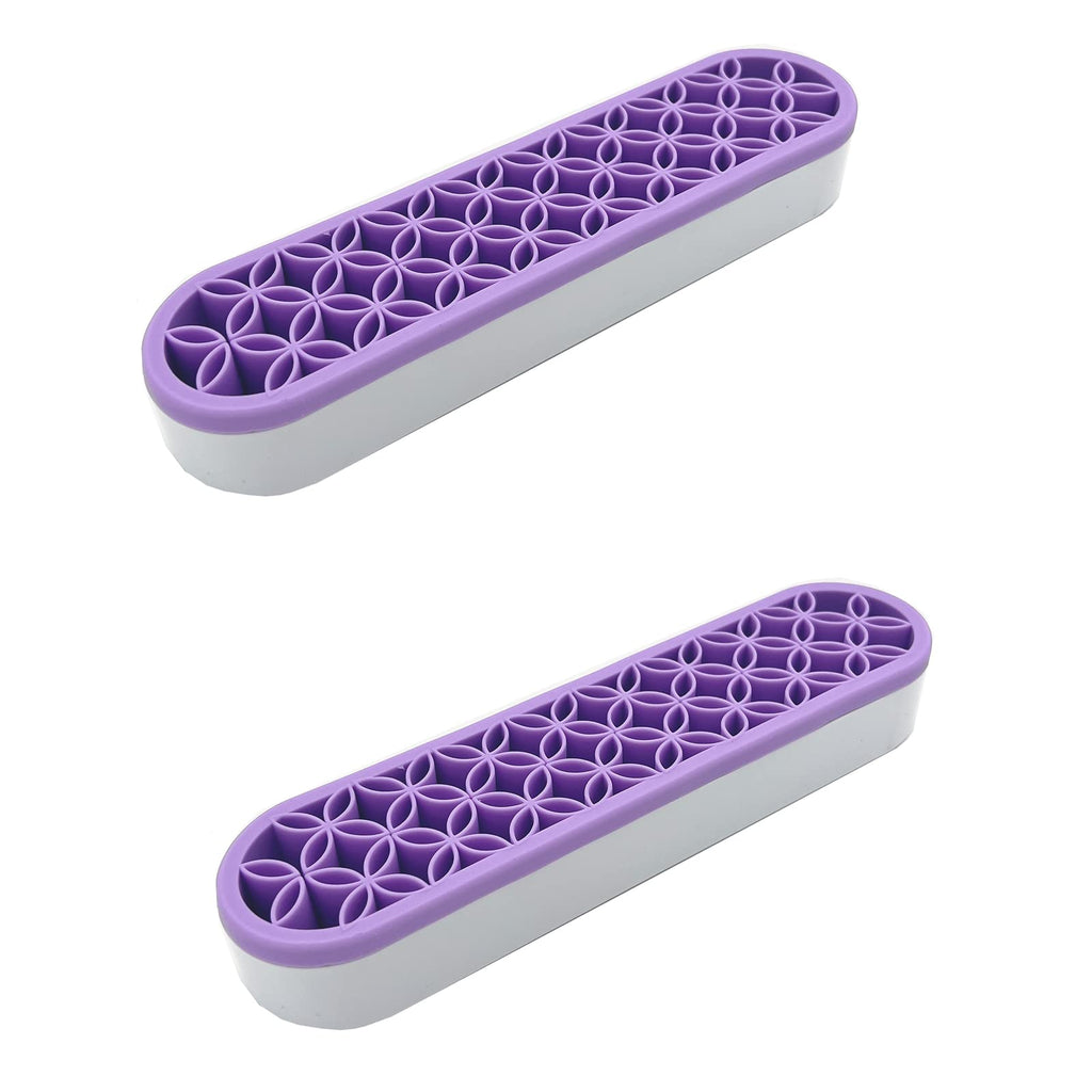 TANG SONG 2 PCS Silicone Make up Brush Holder Cosmetic Storage Box Desktop Organizers (Light Purple)