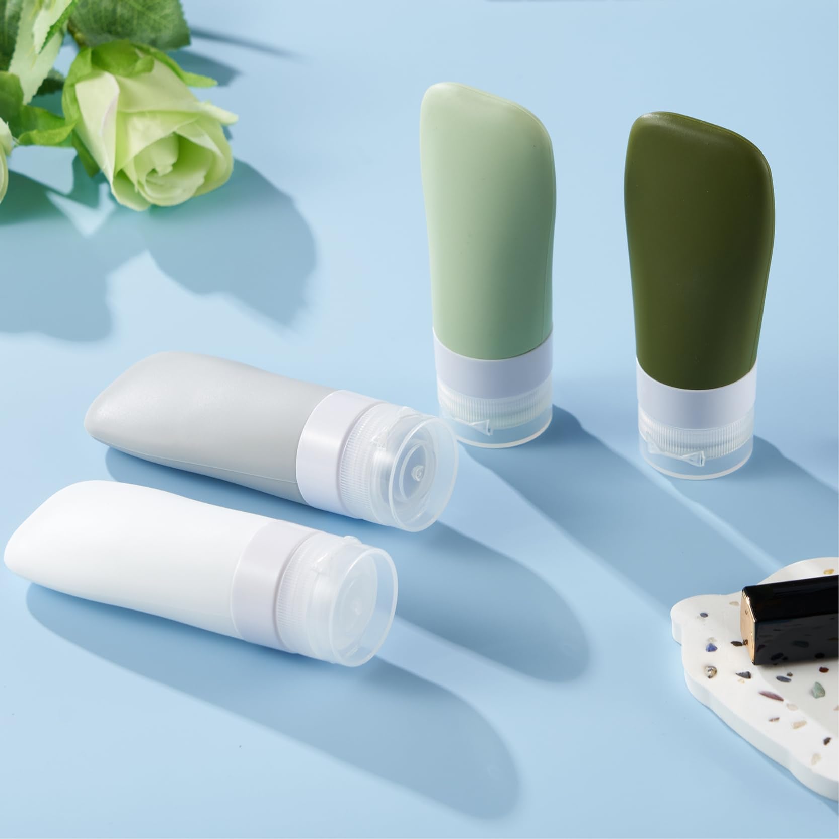 INSFIT Travel Bottles for Toiletries, TSA Approved 2oz Travel Size Bottles Leak Proof Travel Containers for Toiletries, BPA Free Refillable Travel Accessories for Shampoo Body Wash Liquids Green