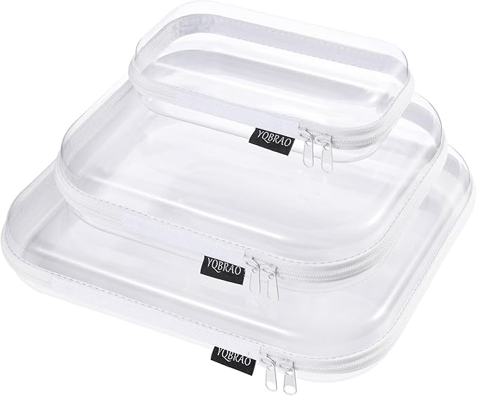 YQBRAO Clear Hard Shell Organizer Cases, Multi-Size (L, M & S), 3-Pack